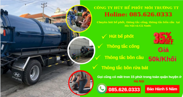 dịch hut bể phốt, thông tắc cống của môi trường tt